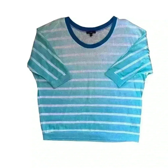 Lane Bryant Gradient Stripes Lightweight Sweater Tee Blouse Turquoise Sz 14/16 - Picture 1 of 6